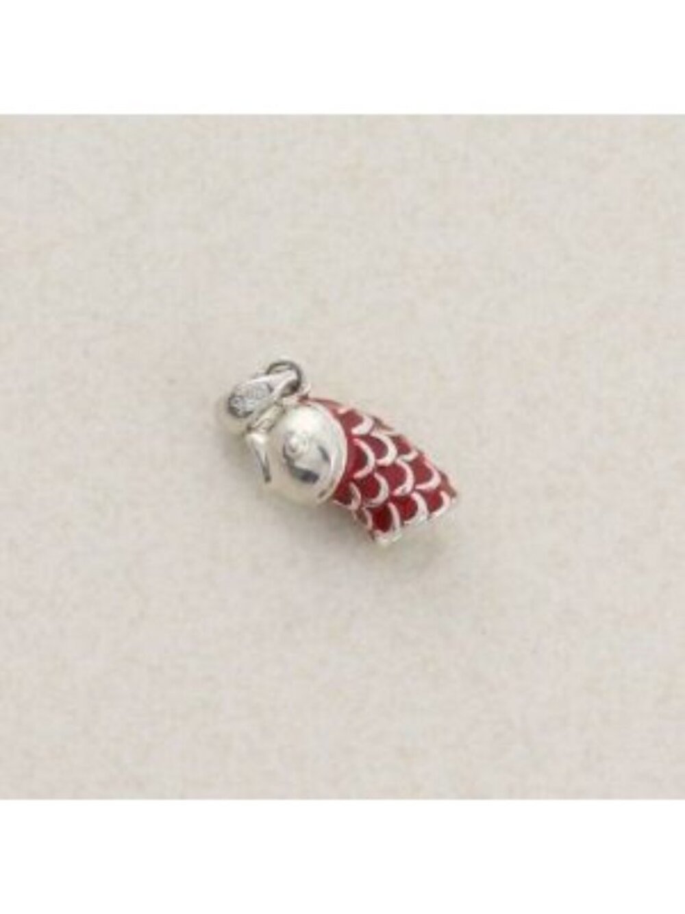 Sterling Silver Red Enamel Fish Pendant Only 3/4" x 3/8"